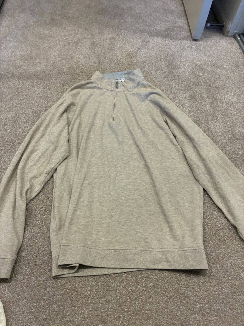 Peter Millar Tan Zip Mock-Neck Sweater